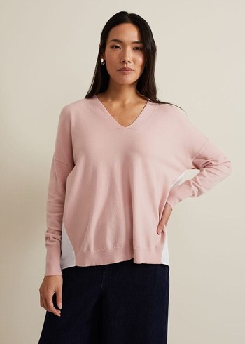 Phase Eight Kienna Woven Back Knitwear Pink USA | 6579083-MJ